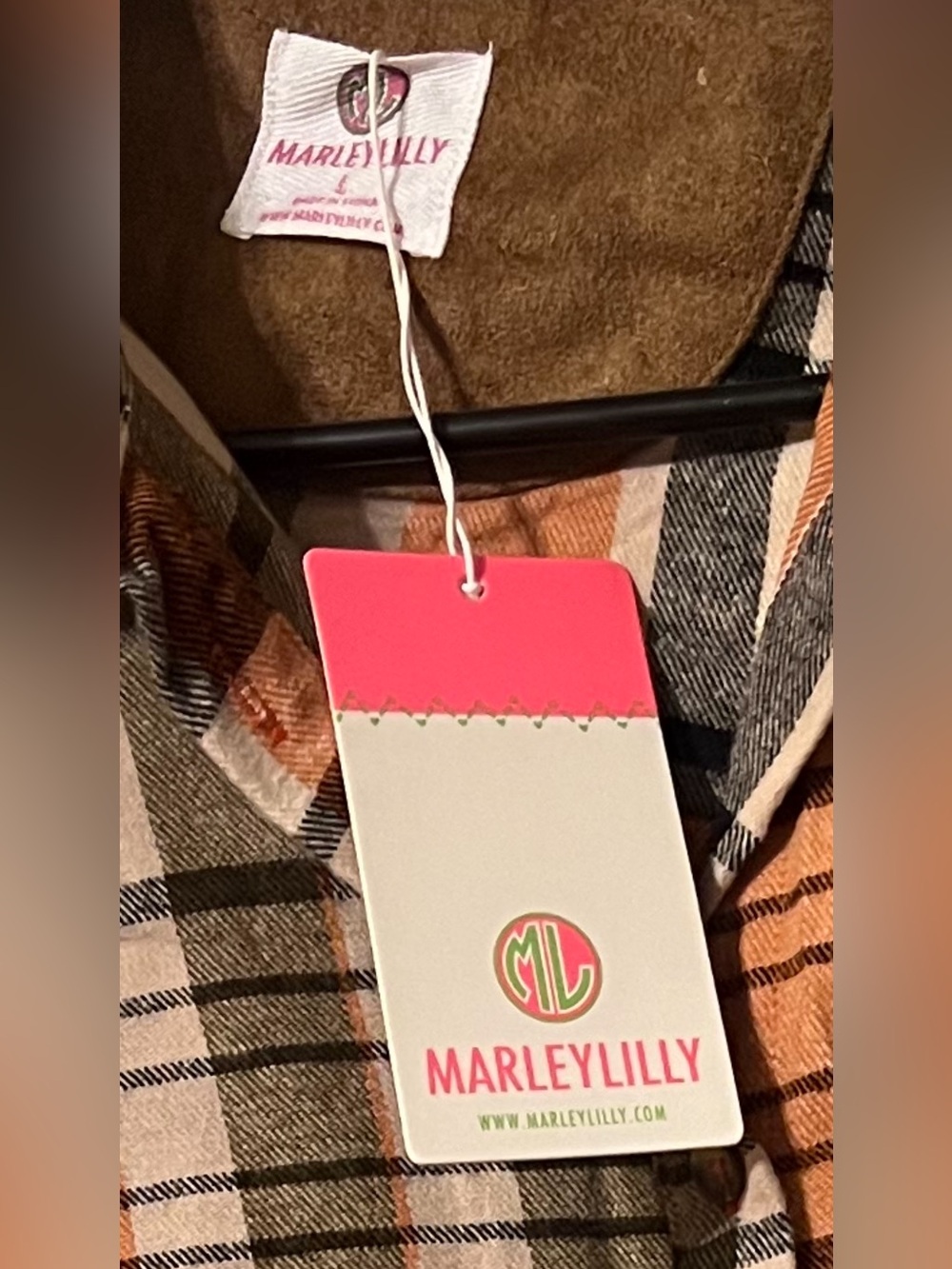 Marleylilly Plaid Button Front Flannel Shirt Jacket NWT Monogrammed Large - Picture 3 of 8